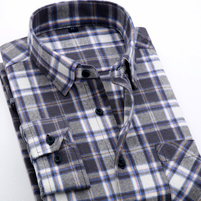 

2017 fashion new comfortable men's cotton casual flannel shirt cotton men's lattice long-sleeved shirt
