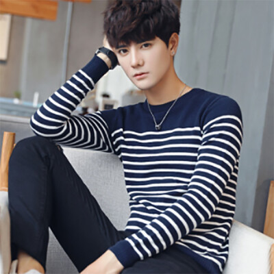 

Spring and autumn thin men's sweater Korean Slim long-sleeved sweater fashion casual men's striped sweater