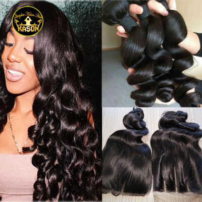 

Kason Peruvian Virgin Hair With Closure Loose Wave 3 Bundles Human Hair With 3 Free Part Lace Closure 100 Unprocessed Grade 8A V