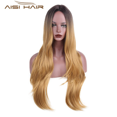 

AISI HAIR Synthetic Blonde Ombre Wig for Black Women Long Wavy Long Wavy