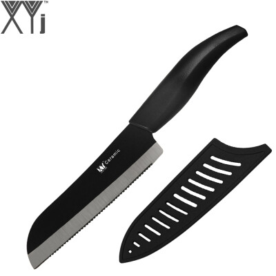 

Top Quality XYj Brand Black Handle 5 Inch Santoku Ceramic Knife Serrated Bread Kitchen Knife Good Kitchen Tools