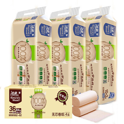 

C &  coreless roll natural wood smooth thick 4 layer 84g toilet paper 36 volumes FCL sales low-white paper towels