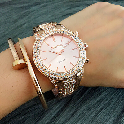 

CONTENA Luxury Fashion Style Ladies Crystal Watches Full Diamonds Business Women Dress Quartz-Watch