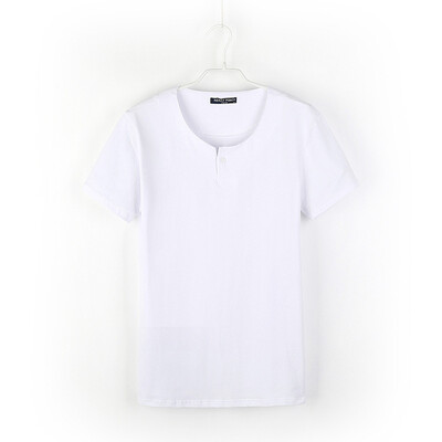 

Men's new cotton T-shirt men's solid color round neck short sleeve T-shirt