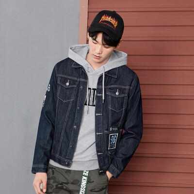 

Semir cowboy jacket male 2017 autumn Korean individual youth trend coat autumn cotton casual clothes 17316081028 cowboy primary color XXL