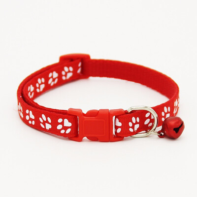 

Safety Nylon Dog Puppy Cat Collar Breakaway Adjustable Cats Collars with Bell and Bling Paw Charm width 1.0cm