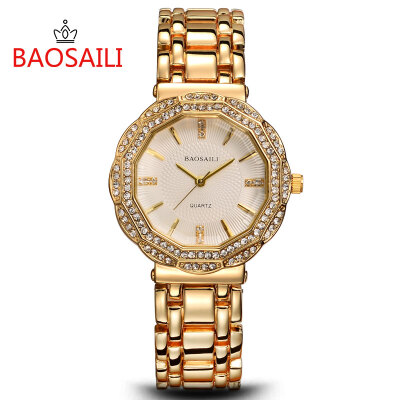 

BAOSAILI Luxury Women Gold Dress Watch Ladies Bracelet Wristwatch Steel Watches Charming Ladies Rhinestone Clock