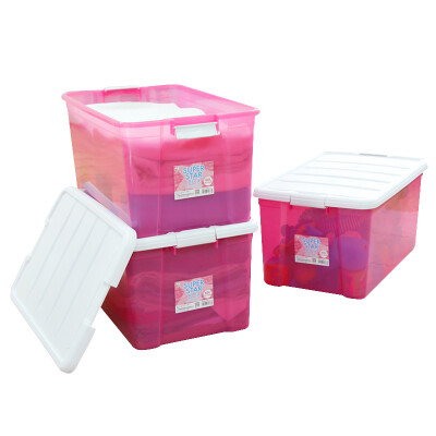 

Alice IRIS Green Plastic Storage Organizer Storage Box SSB-60 WhiteTransparent Powder 60L 3 Pack