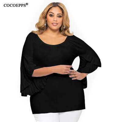 

COCOEPPS Off Shoulder Plus Size female T-shirt NEW 2017 black Grey Women tops Cotton harajuku Casual Large size T Shirt -6XL