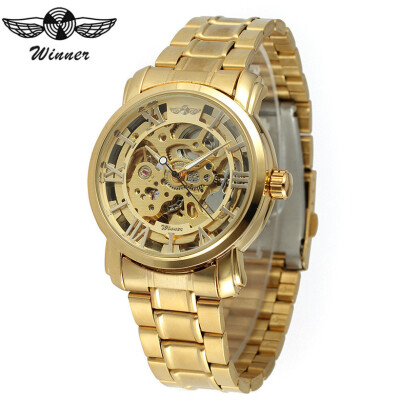 

Top Brand WINNER Luxury Watches Men Gold Silver Skeleton Mechanical Watch Mens Fashion Steel Wristwatches