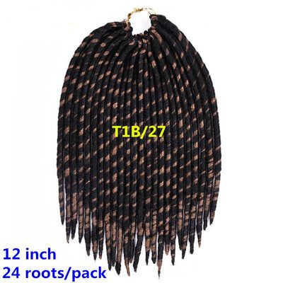 

12 inch Synthetic Braids Hair 24 Roots Faux Locs Crochet Hair Extensions 1 pack