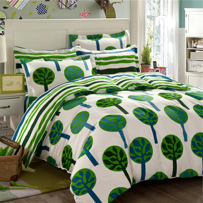 

Jiuzhou deer home high-density high-density four-piece cotton bedding twill printing double kit dream forest 15 18 m bed