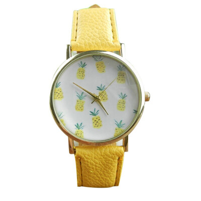 

Fashion Bolong Pineapple Pattern Leather Band Analog Quartz Vogue Women Wrist Watch
