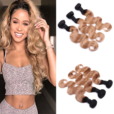 

8A Peruvian Ombre Body wave Hair 3pcs 1B/27 Ombre Hair Weave 3 Bundles Human Hair Extensions