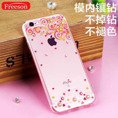 

Freeson Apple, 6Plus на телефон оболочки защитные рукава iPhone6S Плюс женские модели алмазов защитная оболочка Выдерживает падение силиконовые рукава красочные цветы