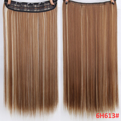 

22 inch(55cm) Long Straight Women Clip in Hair Extensions Black Brown High Tempreture Synthetic Hairpiece