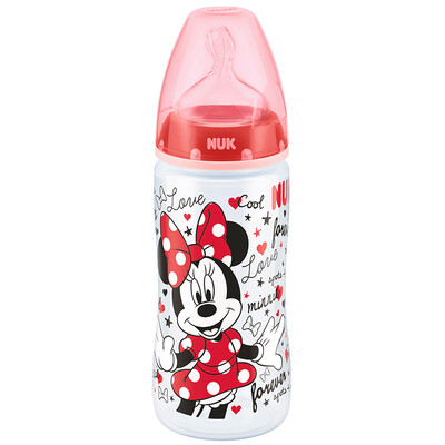 

NUK wide caliber bottle PP plastic baby bottle 300ml with anti-flatulence silicone nipple 6 months or more round hole red pattern random Germany imported