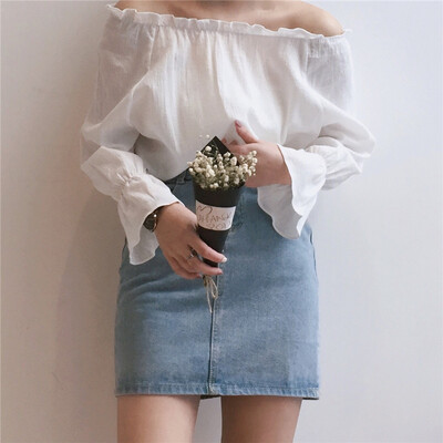 

2017 new female retro clasped shoulder color uniform shirt loose loose thin long sleeves shirt