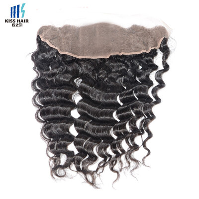 

kiss hair ear to ear lace frontal deep wave remy Indian human hair 413 Swiss lace frontal