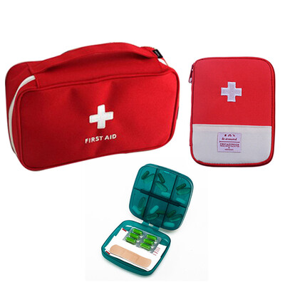 

Qinglan travel medicine kit medicine box first aid kit portable medicine box wash storage bag 2 sets of gift double-layer pill box