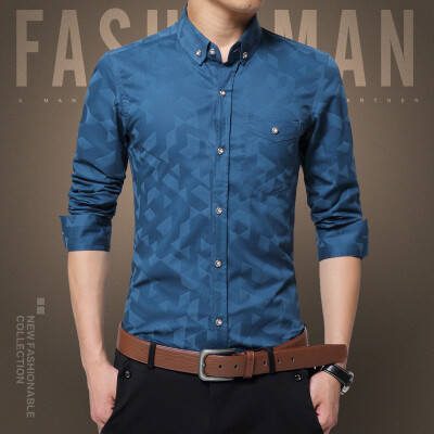 

Fall Business Casual Long Sleeve Shirt Young Men New Slim Shirt as gift for men's