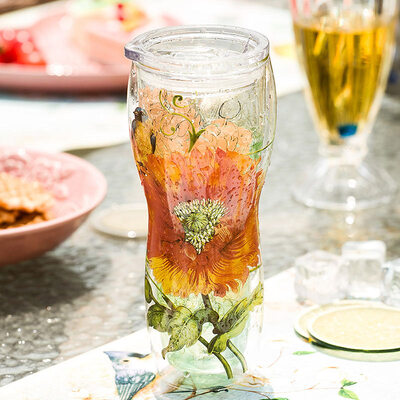 

A Ting Double Wall Glass Tumbler Cup Tritan Lid 16 oz