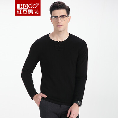 

Красная фасоль Hodo мужская свитера мужская мода Тонкий сплошной цвет шеи мужской свитер S5 черный 175 / 92A
