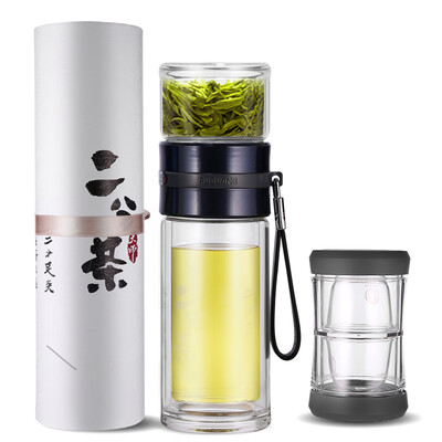 

Fuguang bubble tea teacher gift box series glass double transparent tea separation cup with filter portable office glass cup water cup set black 240ml G1601-SH-240S