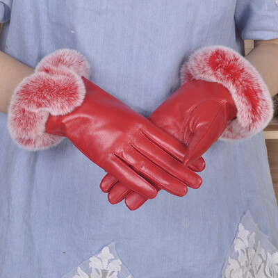 

Ms winter sheep skin leather gloves warm