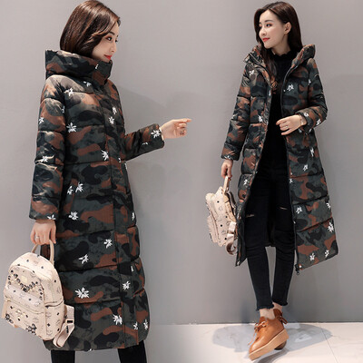 

2017 winter new Korean version of the self-cultivation camouflage in the long paragraph women's cotton cotton jacket jacket