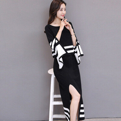 

Markentsee 2017 new women's autumn dress skirt elegant Korean version of the long paragraph sweet fashion trend simple leisure yzOMN9169 black M