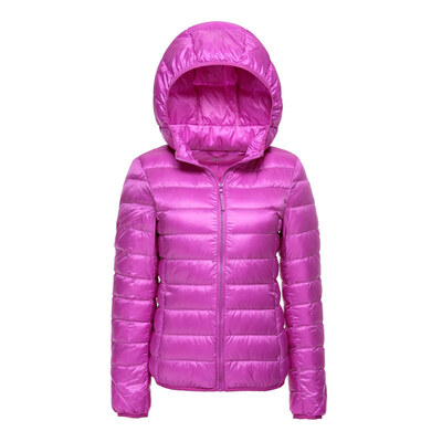 

2017 new winter women's ultra-thin down jacket short jacket coat hood size Slim