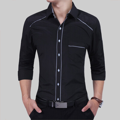 

Brand 2017 Fashion Male Shirt Long-Sleeves Tops Classic Package Edge Solid Mens Dress Shirts Slim Men Shirt 3XL