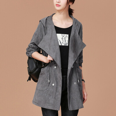 

City plus CITYPLUS 2017 winter new style women's clothing wild loose hooded jacket in the long section of the waist windbreaker CWWT179563 mercury gray