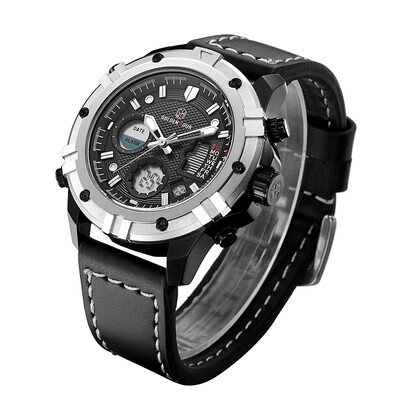

GOLDENHOUR Hot Selling Luxury Brand Mens Analog Digital Leather Quartz Sports Watches Men Army Military Watch Man Clock