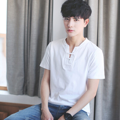 

Summer half-sleeve simple fashion solid color coat tide men's short sleeve t-shirt as gift for men's