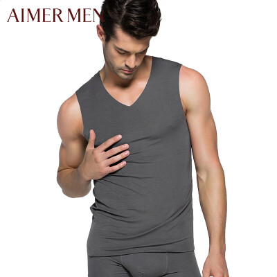 

Ai Mu Mr underwear modal no trace V-neck wide shoulder Slim bottoming mens hurd vest NS11S31 dark gray 185 XL