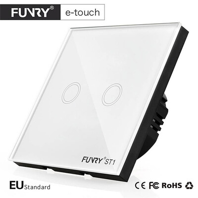 

FUNRY ST1 EU Standard 1Gang Smart Remote Control / Сенсорный радио Выключатель света Кратковременное кнопочный Luxury закаленное стекло 433MHzFUNRY