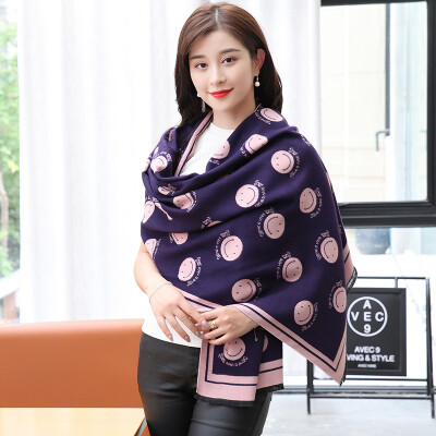 

STORY Of SHANGHAI Ladies' cashmere scarf autumn and winter warm shawl smile blue