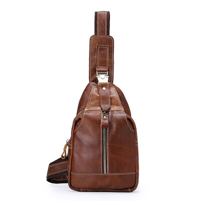 

DALFR Cowhide Chest Bag Men 12 Inch Male Crossbody Bags Genuine Leather Vintage Shoulder Bags Luxury Men Bags Designer
