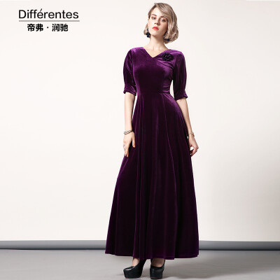 

DF · RS Winter new dress knit high elastic Slim temperament ladies long section solid color dress A word skirt