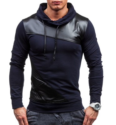 

Brand 2017 Hoodie Soild Color PU Leather Hoodies Men Fashion Tracksuit Male Sweatshirt Off White Hoody Mens Purpose Tour
