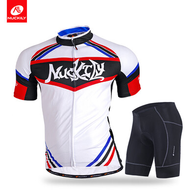 

NUCKILY Men's summer polyester apperal custom jersey and short cycling suits