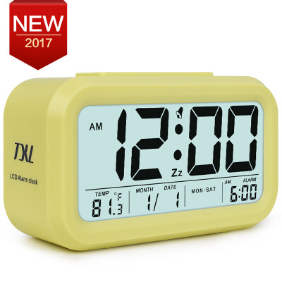 

Digital Alarm Clock Student LCD Display Snooze Kids Clock Light Sensor Calendar Temperature Date Nightlight Office Table Clock