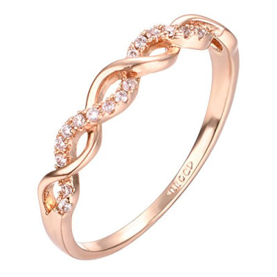 

Yoursfs Infinity Rings for Women 18K Rose Gold Plated CZ Engagement Ring Jewelry