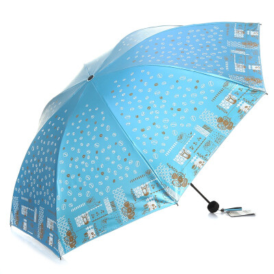 

Paradise umbrella Mocha life double-sided soft pink plastic three fold sunny umbrella 33131E gray blue