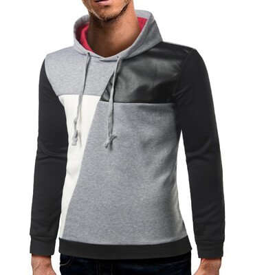 

Brand 2017 Hoodie Hit Color Leather Casual Hoodies Men Fashion Tracksuit Male Sweatshirt Off White Hoody Mens Purpose Tour