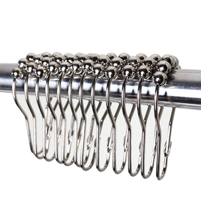 

Shower Curtain Rings Stainless Steel Roller Shower Curtain Hooks in Chrome for Bathroom - Set of 12