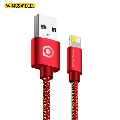 

Bee wing apple 6 / 6S / 7 data line denim line 1.5 m Chinese red mobile phone charger line power cord support iphone5 / 5s / 7P / SE / ipad air mini