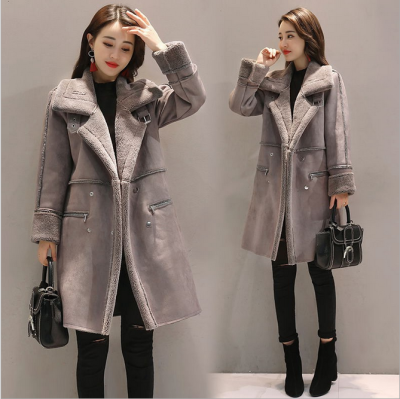 

2017 winter new women loose loose thick cotton jacket in the long section of lamb wool jacket cashmere cotton